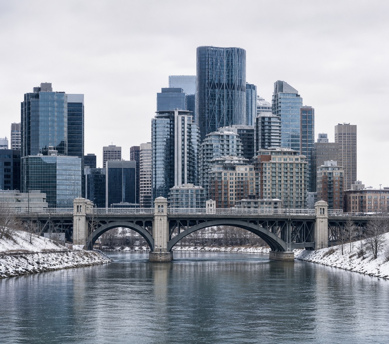 Canadian city infrastructure in winter