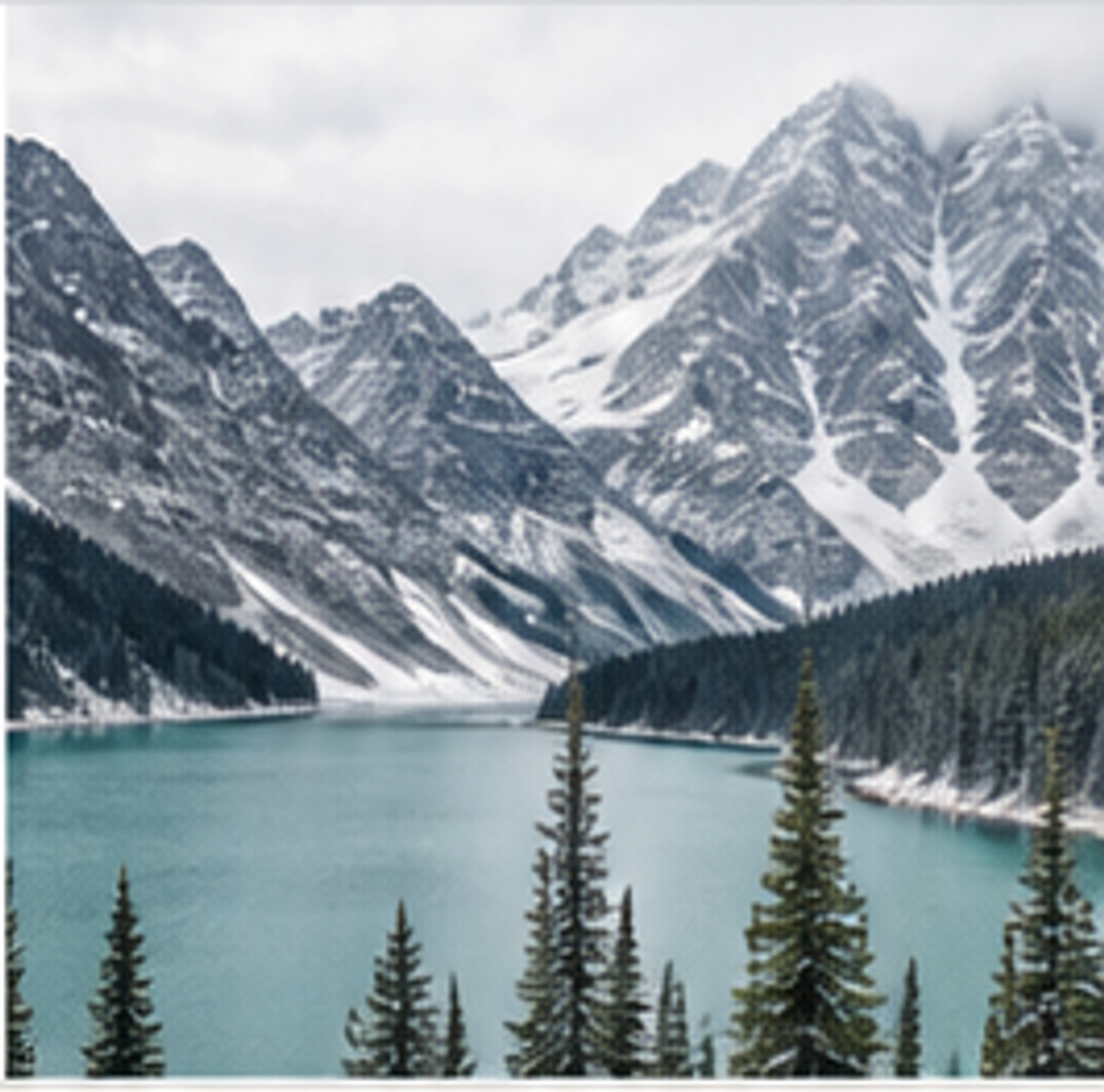 A Canadian Rockies alpine lake beneath snow-dusted peaks